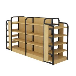 Commercial Wood Display Shelving Gondola Rack Metal Grocery Store