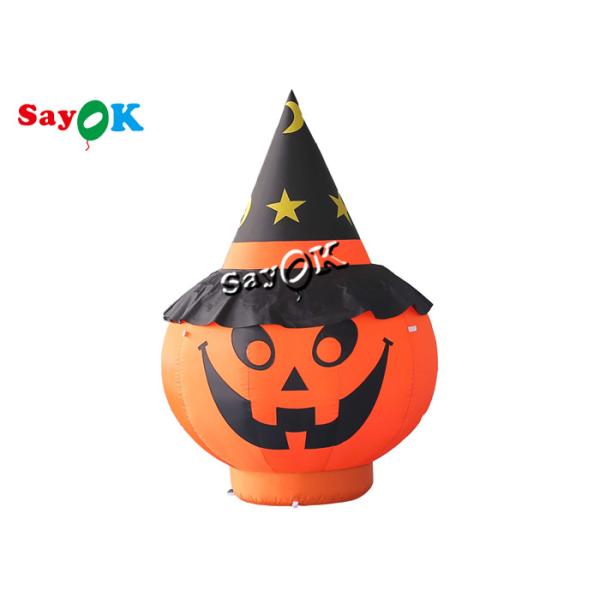 Buy Garden Decorations Halloween Blow Up Pumpkin 2m With Black Hat at wholesale prices