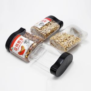 Square Pet Food Jars For Clear Plastic Pop Can Bottle Easy Open End For Dried Fruit Spice Cookies Packaging