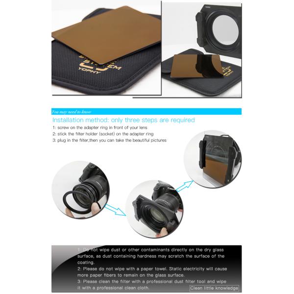 100*100 mm Camera Lens ND64 6 f-Stop Neutral Density Square Filters With Holder
