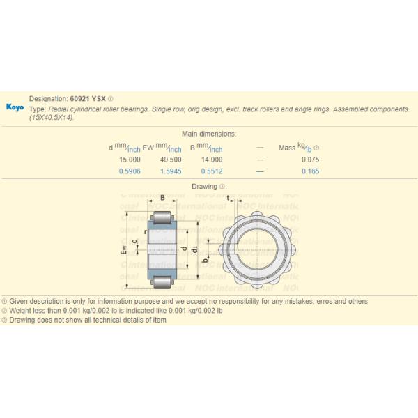 Single Row 60921 YSX , 15UZS20951T2 Eccentric Cylindrical Bearing For Reducer Gears