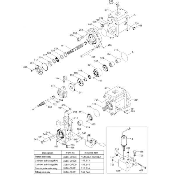 Belparts excavator main pump R300LC-7 R305LC-7 hydraulic pump 31N8-10030 31N8-10011 XJBN-00996 31N8-10070 XJBN-00997