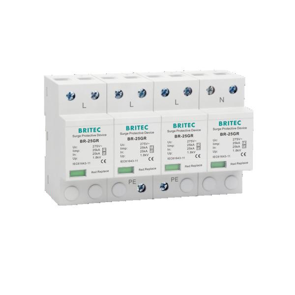 Buy CE TUV 50KA 4 Pole AC Surge Protector Lightning Arrester Surge Suppressor at wholesale prices