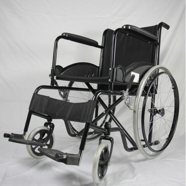 Buy Disabled Folding Steel Wheelchair With Solid Front And Rear Wheel at wholesale prices