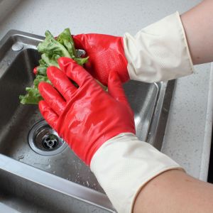 12 Inches M45g Rubber Dishwashing Gloves Chemical Resistant