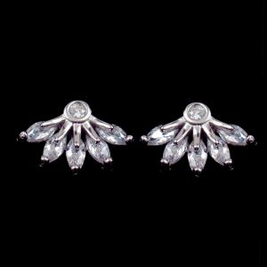 China Korean Style Sterling Silver 925 Flower Shaped Earrings Stud With AAA Zircon on sale