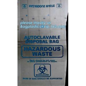 60 micron clear LDPE plastic cotton draw string garbage biohazard bag, Custom