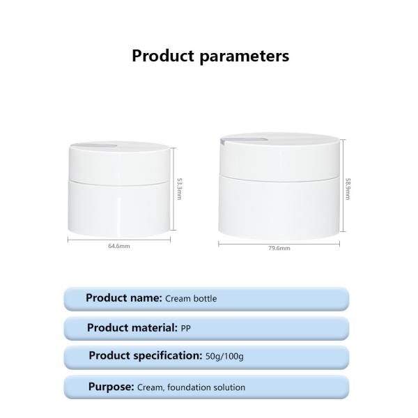 50g 100g Cosmetic Cream Jars White Pp Pcr Material Lightweight With Small Scoop