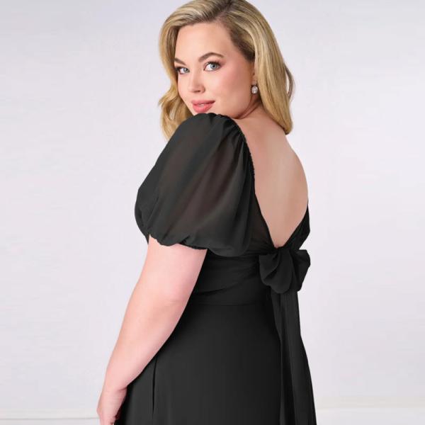 Gorgeous Manufacturer OEM Chiffon Bridesmaid Dress Cap Sleeves V-Neck Backless A-Line Plus Size Pleated