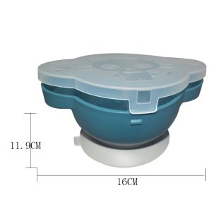 Reusable Baby Silicone Bowl Small Suction Silicone Divided Plate Spoon With Lid