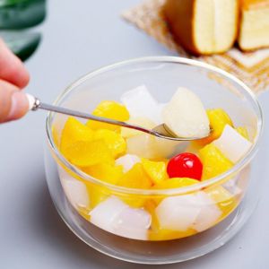 SGS Double Clear Glass Salad Bowls Disc Shaped customized printing