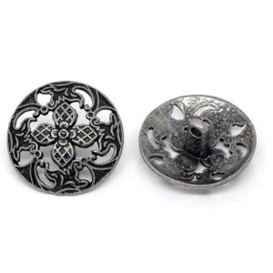 Plated Ancient bronze Silver Metal Jeans Shirt Button Size-FreeRetro Engraved