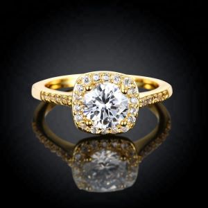 Diamond 18K Gold Plated Rings Size 5 - Size 10 Women Engagement Ring