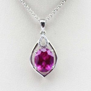 Fashion Jewelry 925 Silver 8mmx10mm Oval Created Amethyst Pendant (PSJ0422)