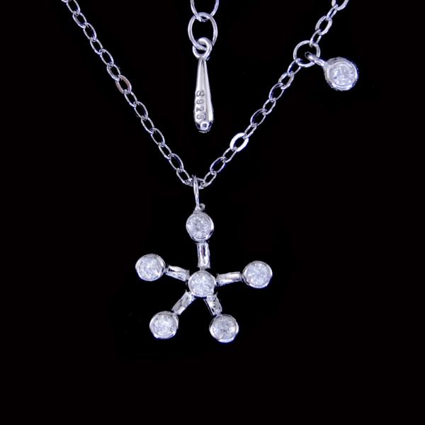 Customized 925 Silver Cubic Zirconia Necklace Round Shape Silver Half Zircon