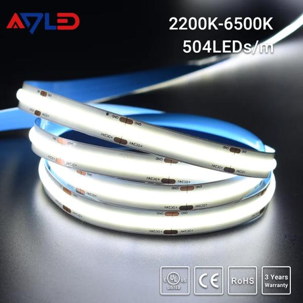 16.4 Ft Cuttable 504LEDS/M Dotless COB LED Strip Light For Cabinet Bookcase Counter Bedroom