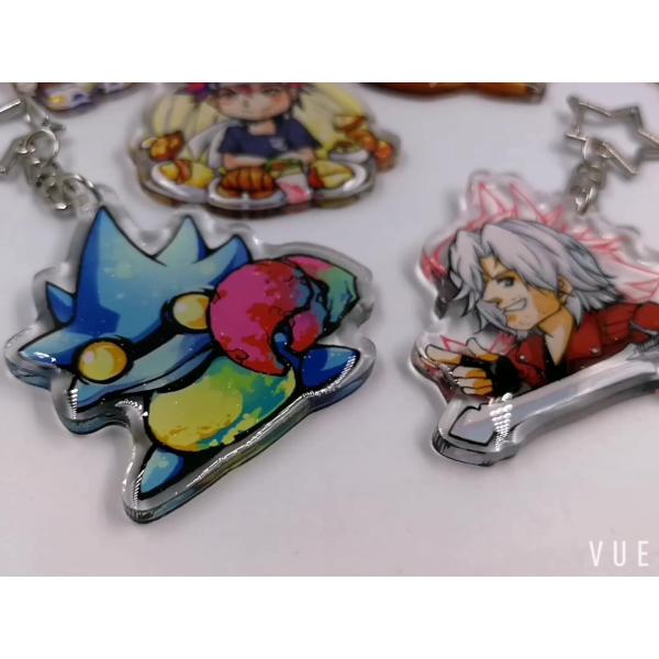 Custom manufacture made cartoon acrylic transparent epoxy charm resin keychain