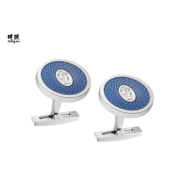 Buy Round Silver Enamel Cufflinks Copper Material , Fashion Personalised Mens Cufflinks at wholesale prices
