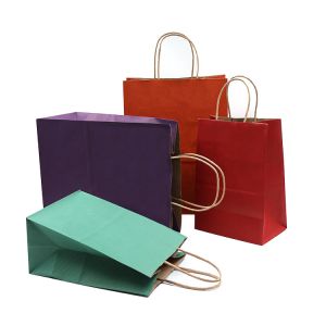 Logo Printed Handle Paper Bags Recycled For Grocery Shopping Packaging