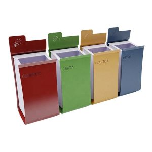 Rectangular EN840 certified 120L 4 Compartment Trash Can