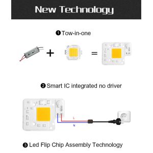 Warm White 50W LED Chip COB LED Module Customized Logo With Driver On Board