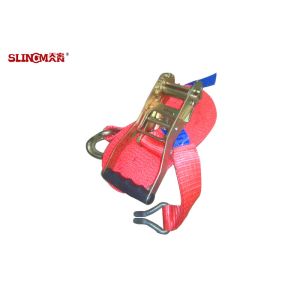 China Blue Label Ratchet Tie Down Straps With Ratchet And Two Double J Hook on sale