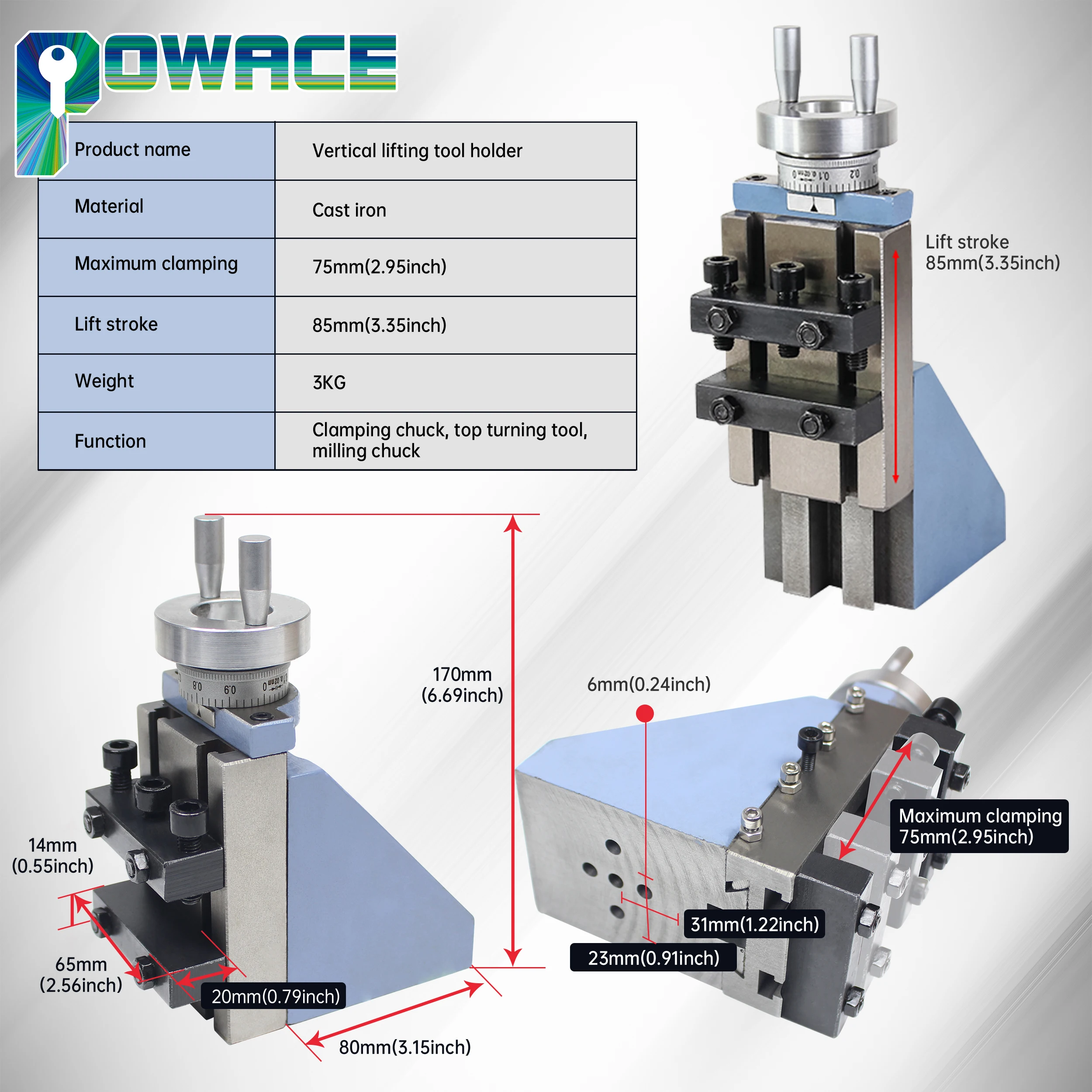 Mini Lathe Accessories CD210V WM210V Vertical Tool Holder Knife Holdler