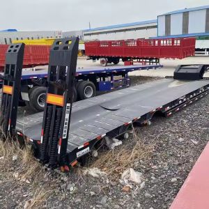 60 Tons Hydraulic Extendable Lowboy Loader Low Bed Truck Semi Trailer 2-3 Axle