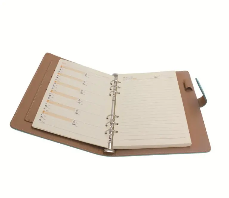 2mm Genuine Leather 3 Ring Binder Folders 100sheets Portfolio 80gsm