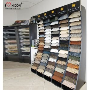 Black Wood Metal Cambira Stone Showroom Display Stand Freestanding For Tiles