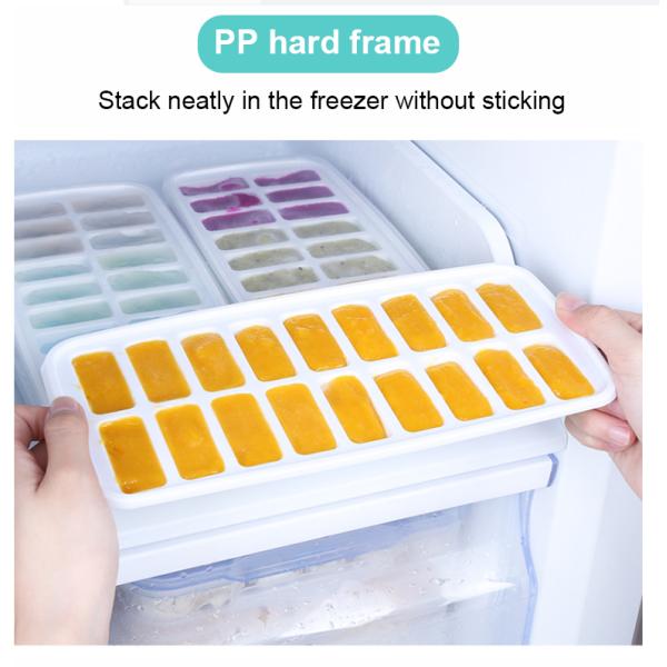 18 Cavity Eco-Friendly Silicone Ice Cube Tray Mold with Removable Lid Durable Material