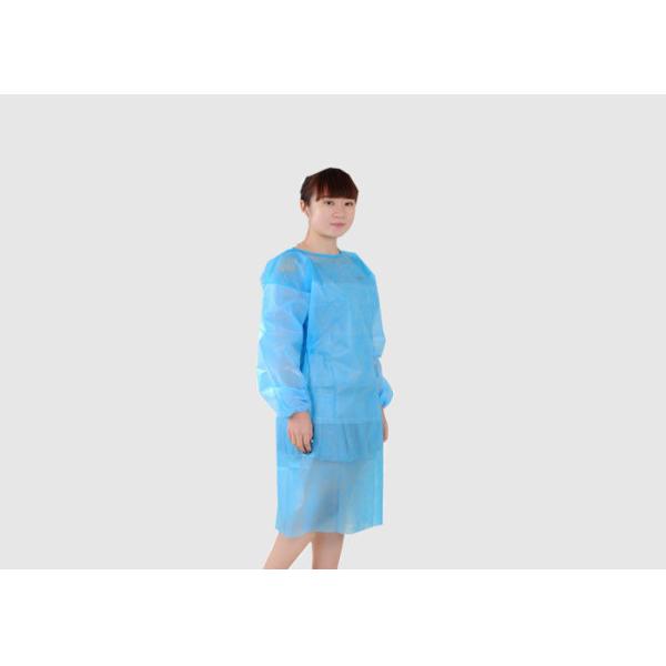 Buy Ultrasonic Seams Plastic Isolation Gowns , Blue Disposable Overalls Anti Bacterial at wholesale prices