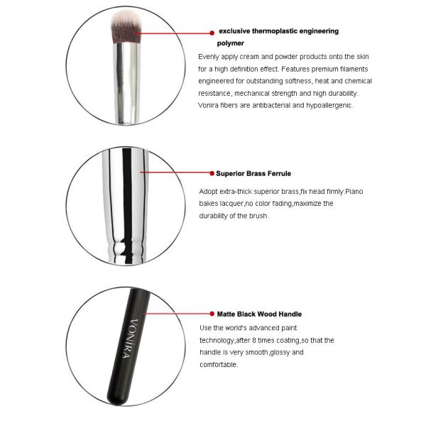 Precision Round Eye Shadow Makeup Brush With Matte Black Wood Handle