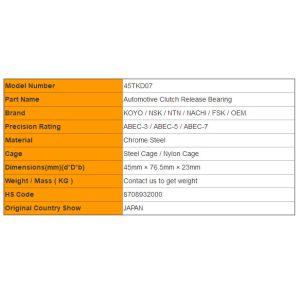 45TKD07 MITSUBISHI Clutch Release Bearing Auto Accessories