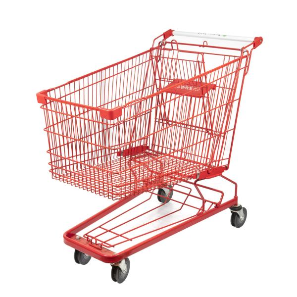 Q195 Steel Metal Market Shopping Trolley 210L Red Large Shopping Cart