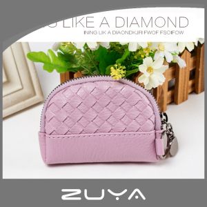 12x3x9CM SGS Zippered Coin Purse Small Handmade PU Leather Grid TPCH