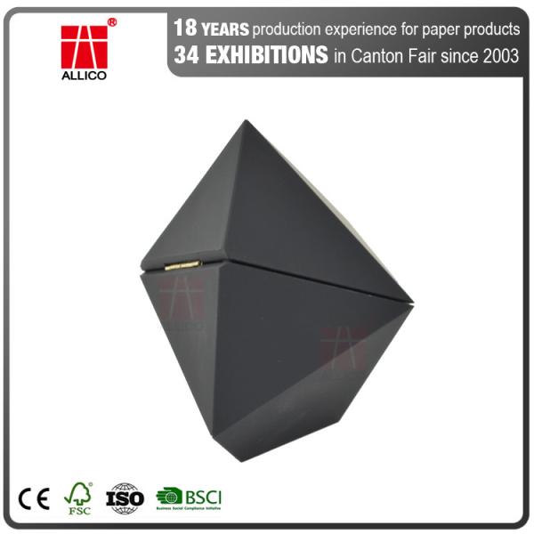 ISO Matt Lamination Black Cardboard Jewelry Boxes For Engagement Ring
