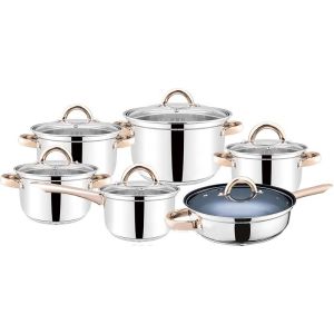 Stainless Steel 201 Material 12pcs Cooking Pots And Pans