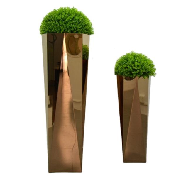 Functional metal flower planter geometric tapered flower pot