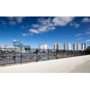Powder coated tubular steel fence