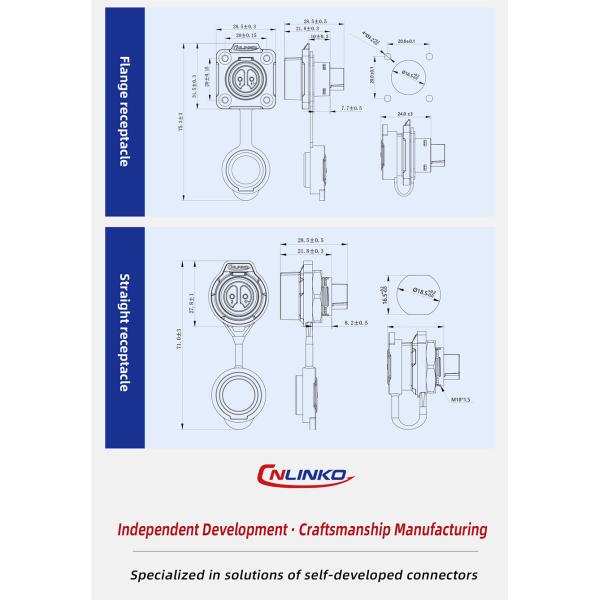 CNLINKO LP16 Industrial Plug and Socket Male Female M16 Round 2 Pin Waterproof Cable Connector