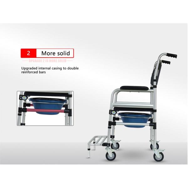 for Seniors, Heavy Duty Aluminum Toilet Wheelchair with Locking Wheels
