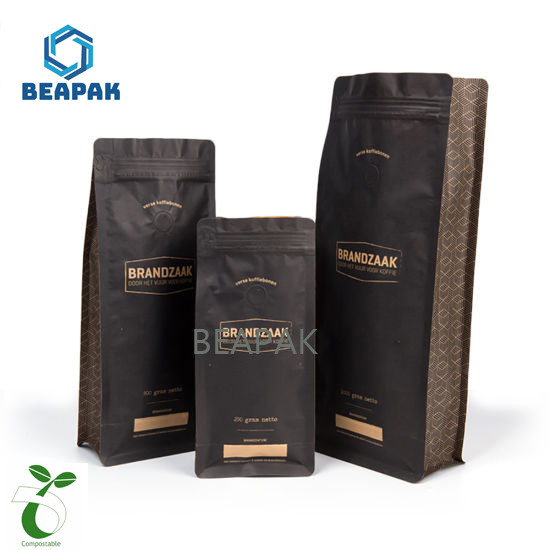 Buy Flat Bottom Custom Printed Biodegradable Coffee Bags at wholesale prices