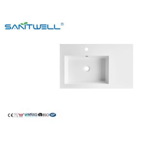 Left Side SWF750L Unique Design Stone Basins Glossy White Rectangle Shape Semi