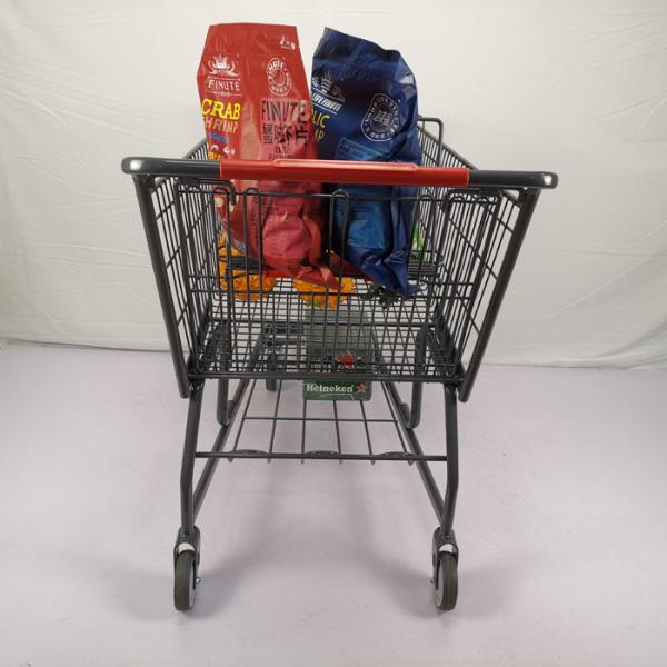 American Style 125L Warehouse Grocery Shopping Trolley With Collision Angle Tente TPR Wheels