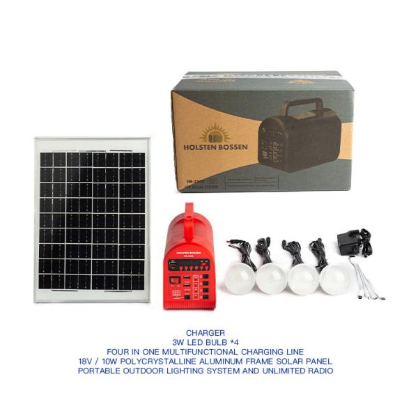10W Solar Lighting System With 4 Bulbs Portable Mini Outdoor Camping Speaker Radio
