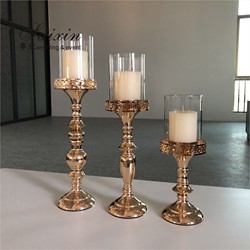 Wholesale chic iron laciness votive set gold candle holder for wedding table
