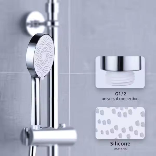 Round Shape Handheld High Pressure Bathroom Hand Held Shower Head With Easy To Clean Silicone Jets