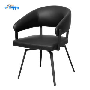 Black Leather Modern Swivel Chair Easy To Clean With Iron Base Dc-7531