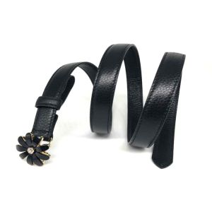 20mm Womens Genuine Leather Belt With Flower Shape Buckle